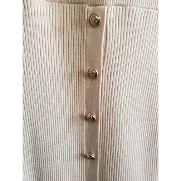 GUESS Dress Women's Medium Pink Knit Body Con Rose Gold Buttons - Picture 4 of 8